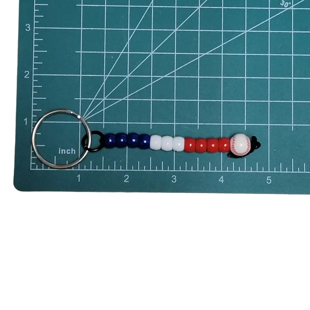 Baseball Keychain Red Blue‎ White MLB NCAA Sports Fan Mom Dad Parent Handmade